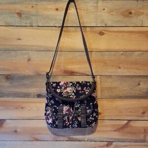 Sale🎉Olsenboye Black and Pink Crossbody Bag with Floral Pattern